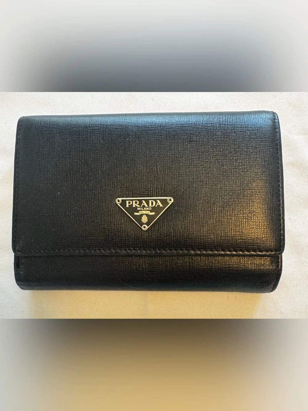 Prada Black Saffiano Leather Continental Wallet | Snap Closure | Made in Italy